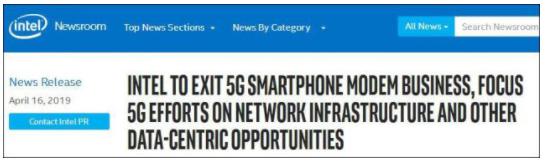 英特爾放棄蘋果手機基帶芯片